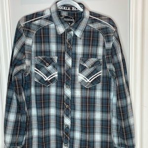 Buckle Black Mens button long sleeve